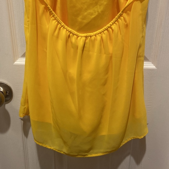 NWT New York & Co Eva Mendes Collection Golden Yellow Blouse Halter Top - Picture 8 of 16